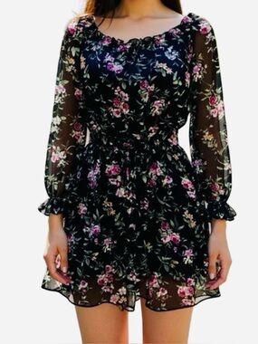NEW Corset Style Long Sleeve Floral Sheer Sleeve Dress Size M Forever 21 NWOT